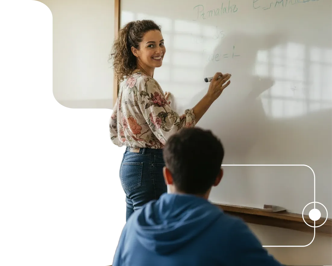 Professor e Alunos abraçados