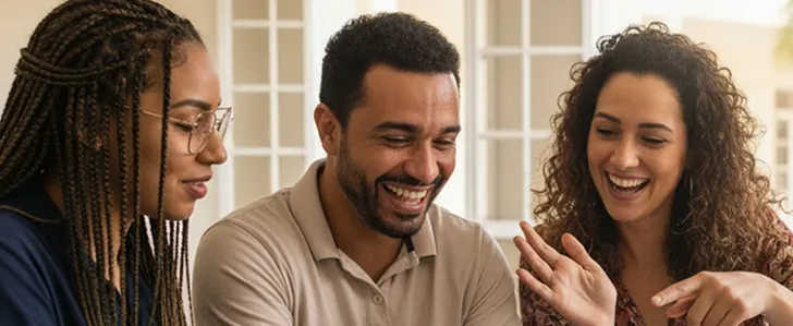 Professores felizes conversando sobre as Recomendações por Área de Conhecimento